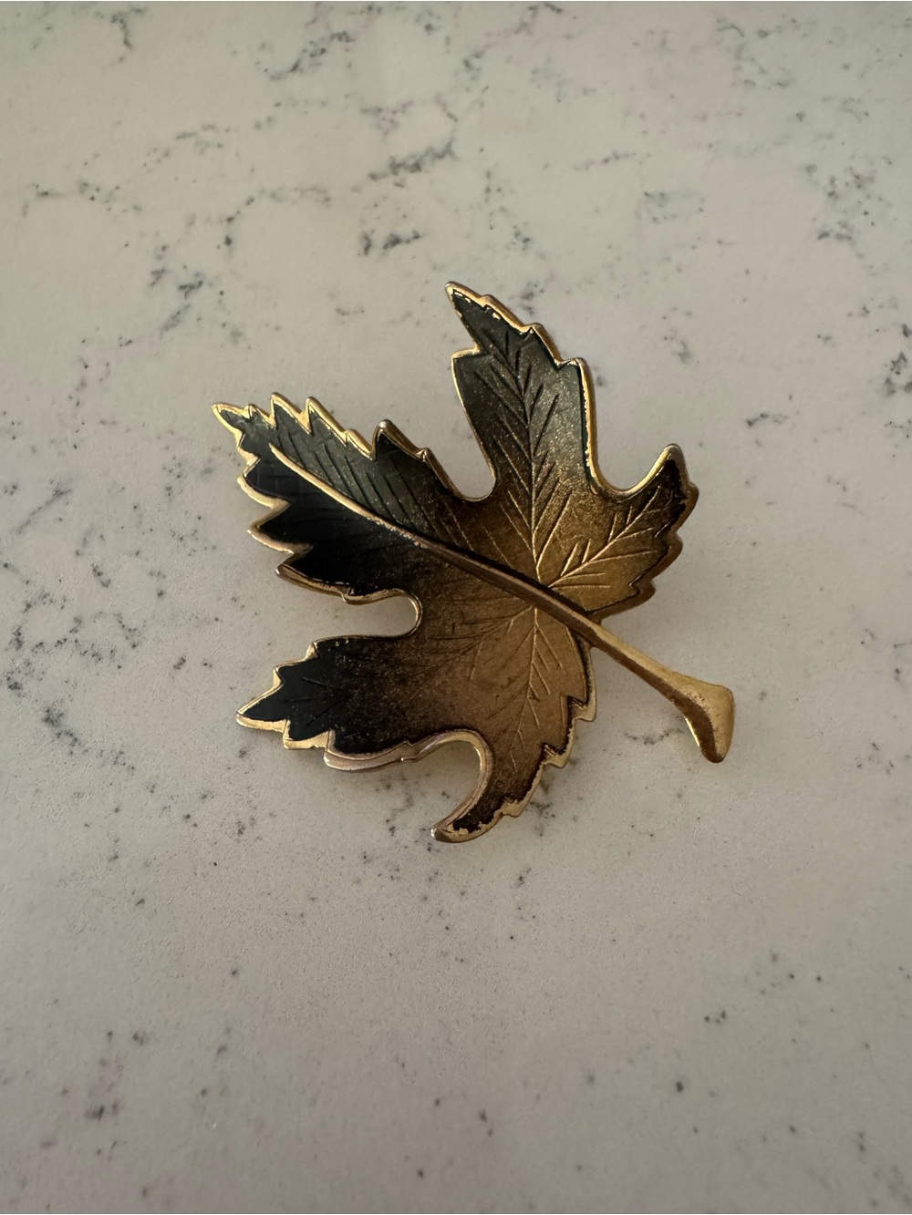 Gold Leaf Pin Brooch - Gradient Black to Gold